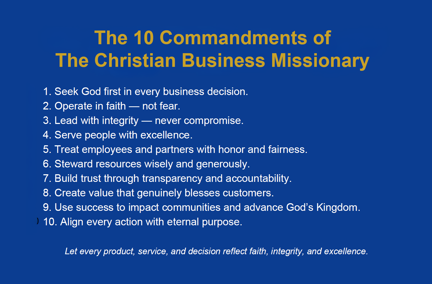 10 Commandments of the Christian Business Missionary